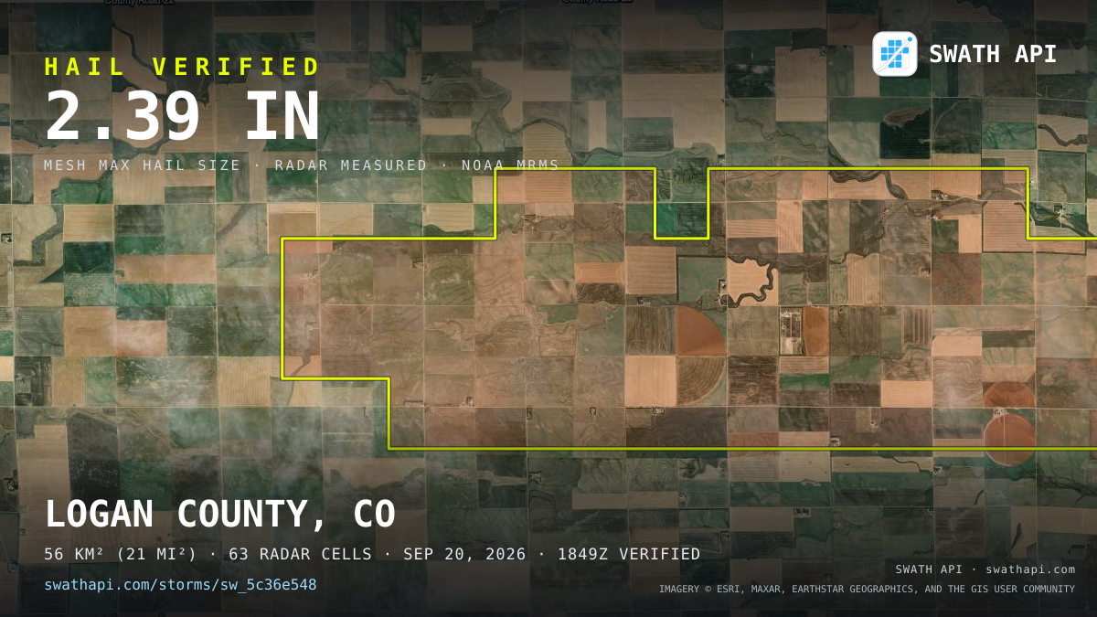 Storm card: 1–2.4" hail crossed Yuma County, CO — September 20, 2026