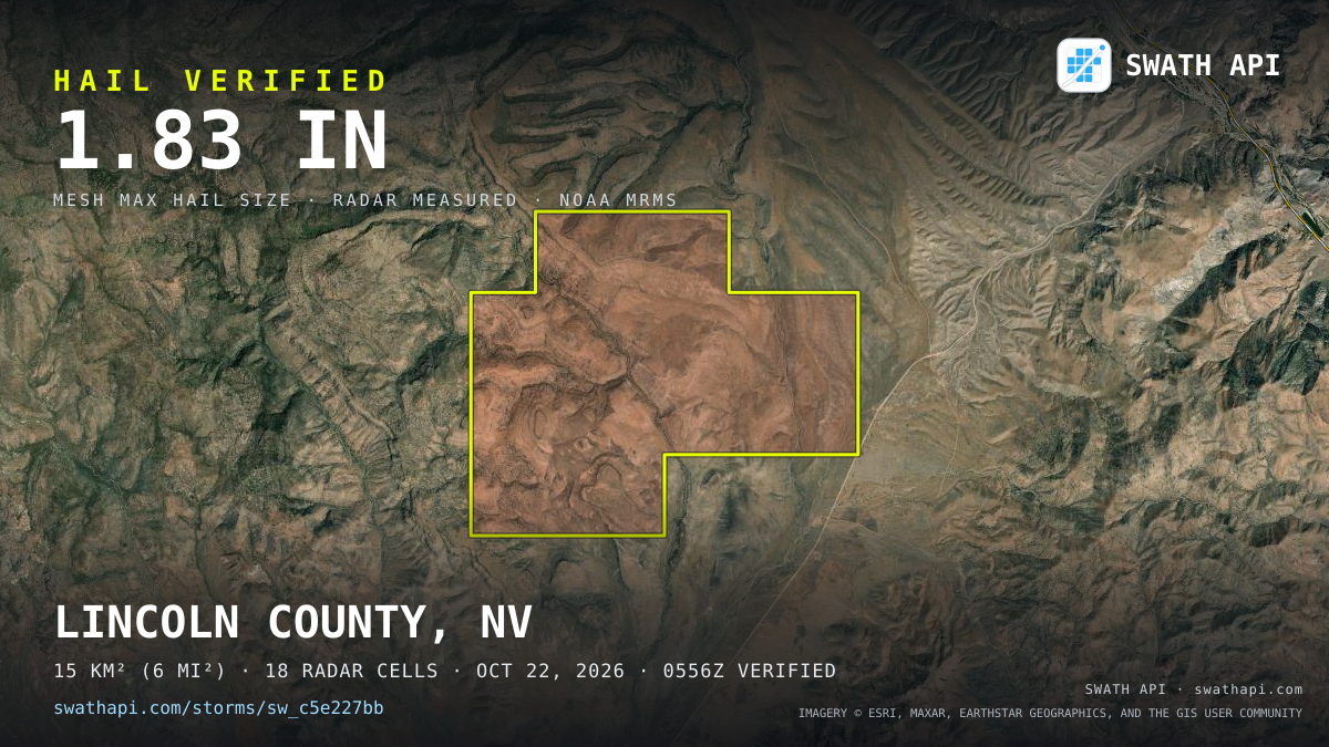 Storm card: 1.4–1.9" hail crossed Lincoln County, NV — October 22, 2026