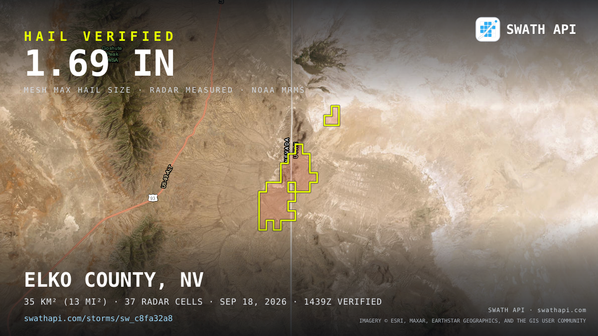 Storm card: 1–1.7" hail crossed Elko County, NV — September 18, 2026