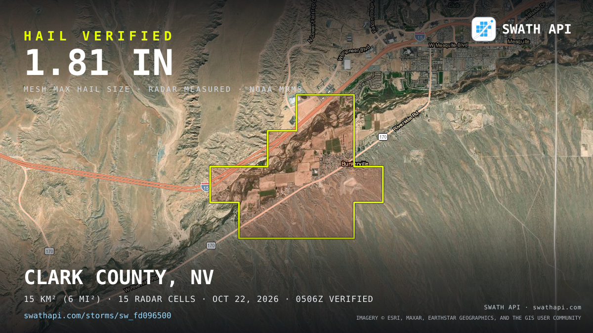 Storm card: 1.3–2.9" hail crossed Lincoln County, NV — October 22, 2026